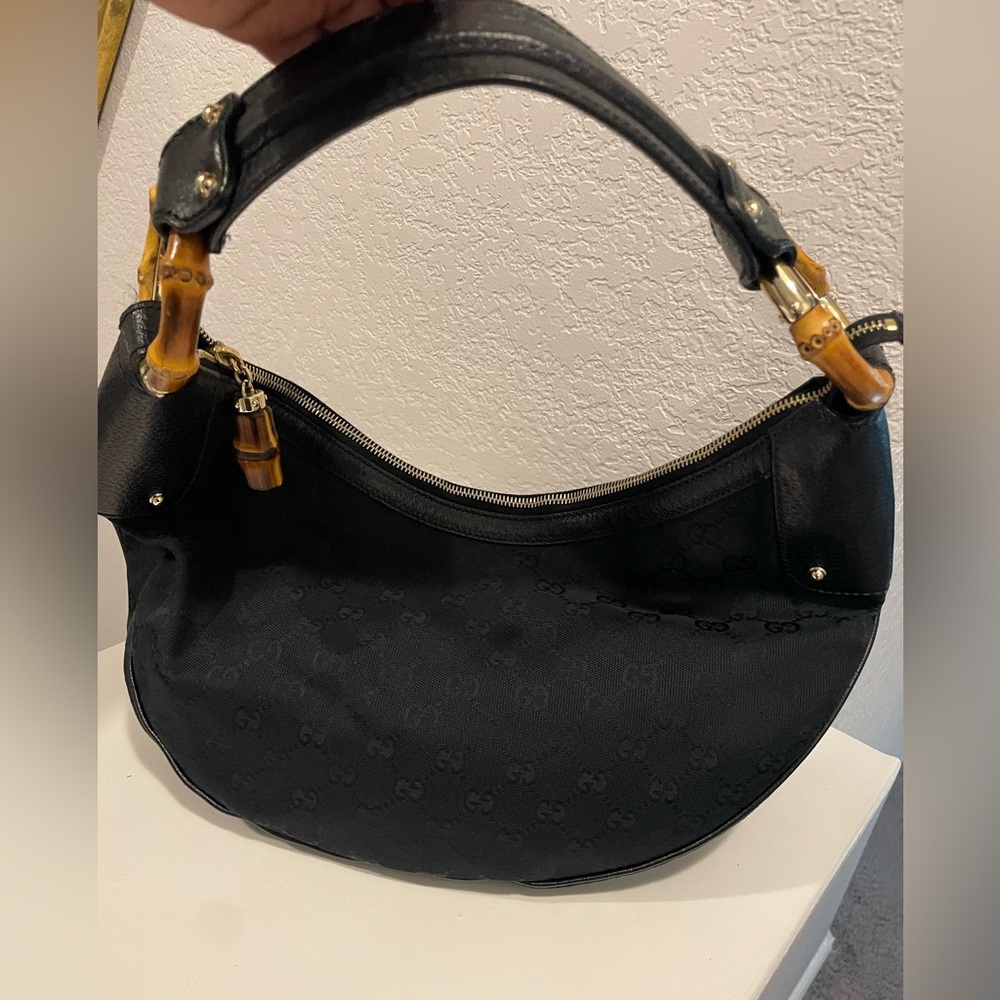 Gucci Black Hobo Bag with Gold Hardware